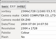 Screenshot: EXIF meta-data